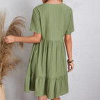 Robe courte trapèze décontractée bohème à col en V pour la plage/les fêtes