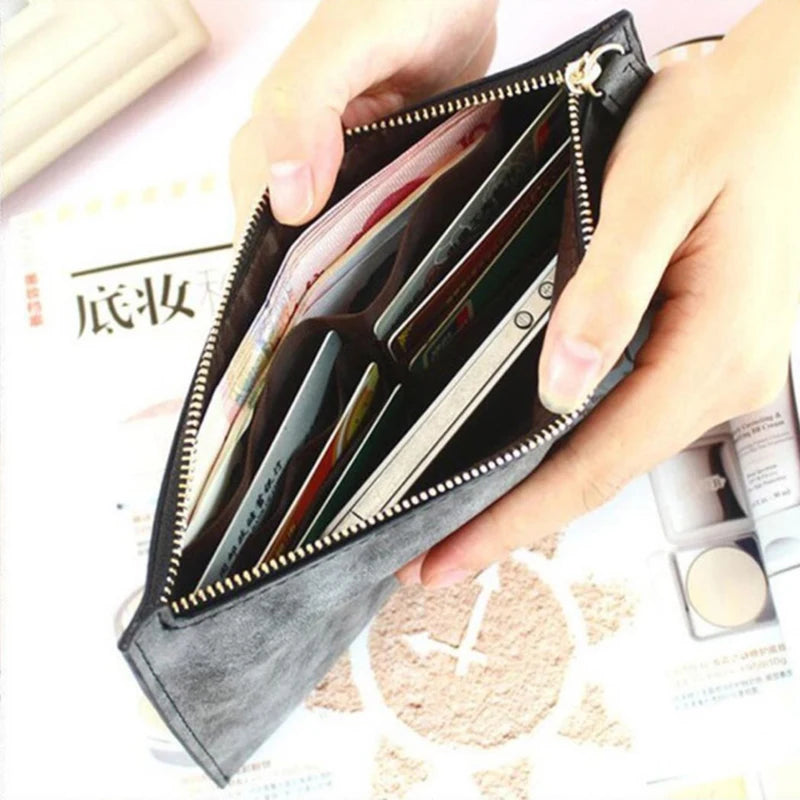 Cartera Larga Mujer de Cuero PU Estilo Simple