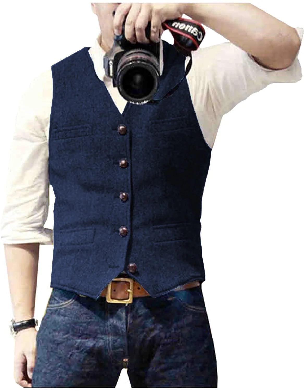 Chaleco de Traje para Hombre Cuello en V Negocios