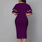 Vestido Elegante Mujer Escote en V Ajustado Oficina /Eventos