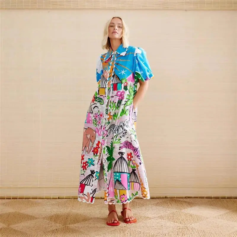Vestido Casual Estampado Estilo Europeo Americano