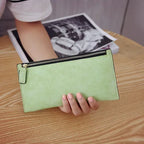 Portefeuille long pour femme en cuir PU de style simple