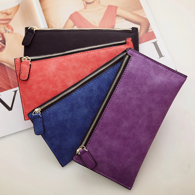 Cartera Larga Mujer de Cuero PU Estilo Simple