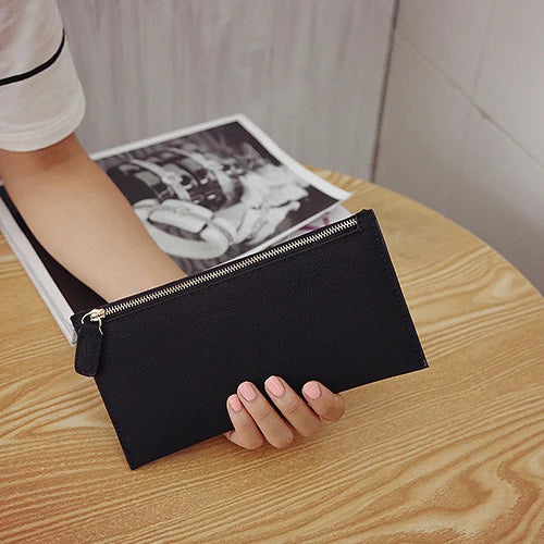 Cartera Larga Mujer de Cuero PU Estilo Simple