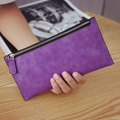 Cartera Larga Mujer de Cuero PU Estilo Simple