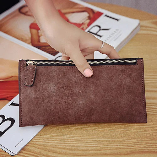 Cartera Larga Mujer de Cuero PU Estilo Simple
