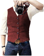 Gilet de Costume Homme Col en V Affaires