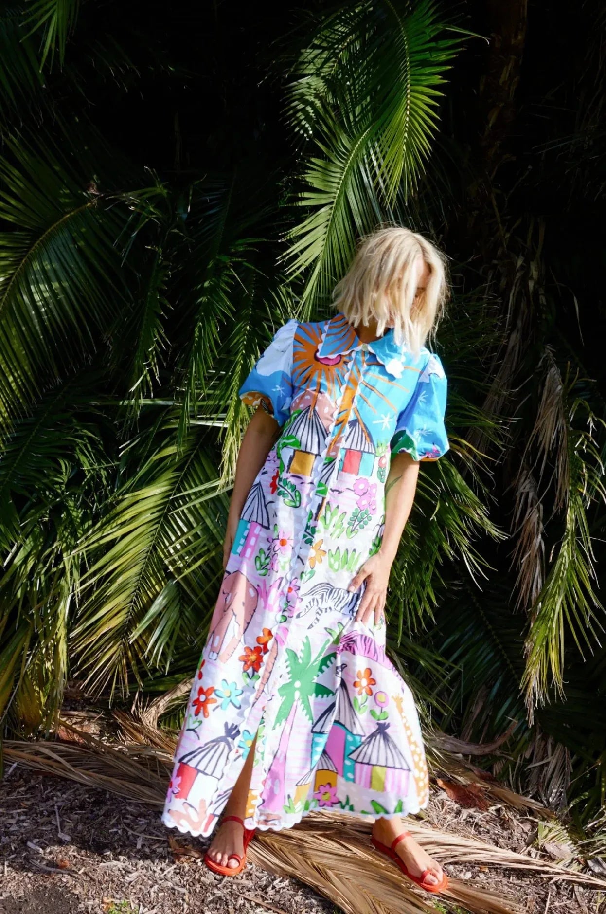 European American Style Printed Casual Dress