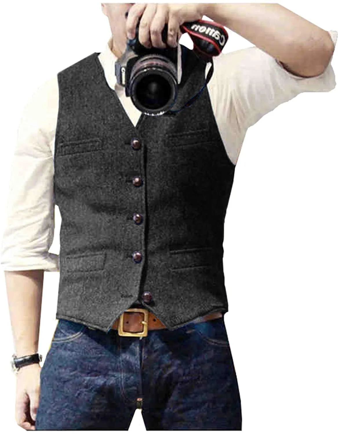 Chaleco de Traje para Hombre Cuello en V Negocios