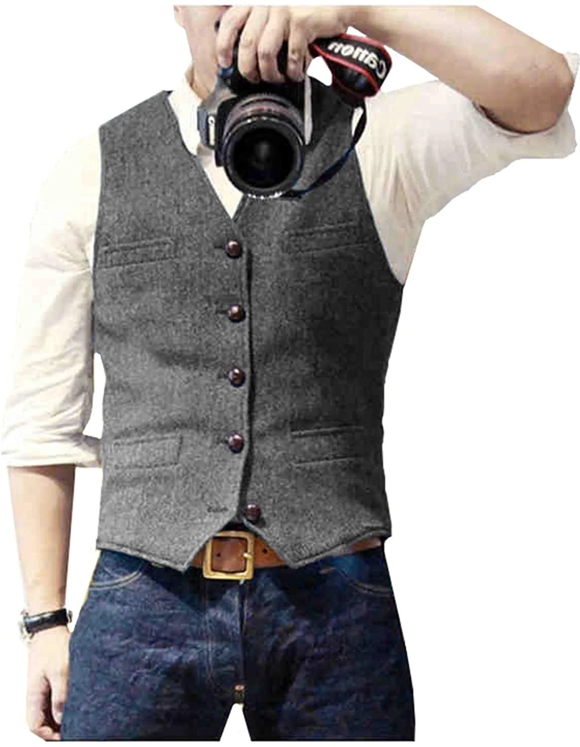 Chaleco de Traje para Hombre Cuello en V Negocios