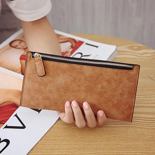 Cartera Larga Mujer de Cuero PU Estilo Simple