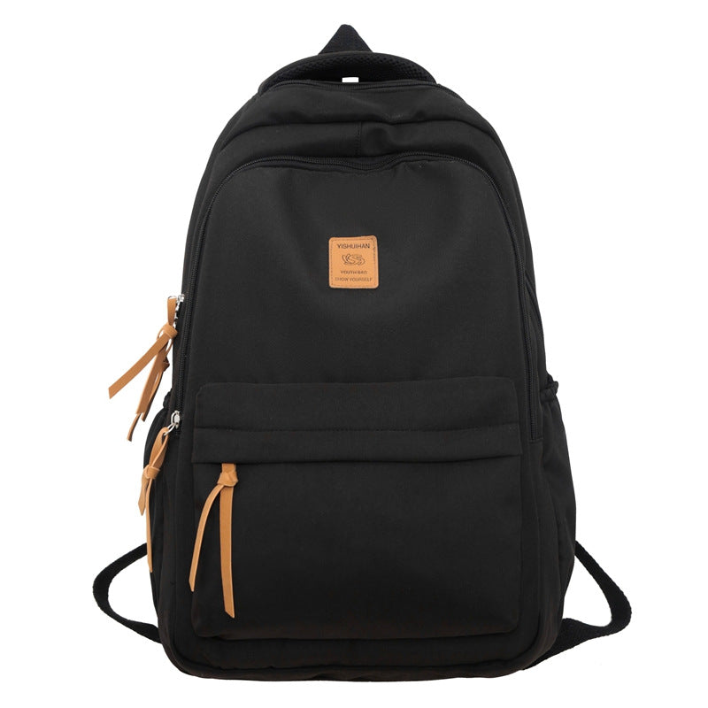 Mochila Para Pareja Color Sólido Gran Capacidad Moda Viaje Escolar