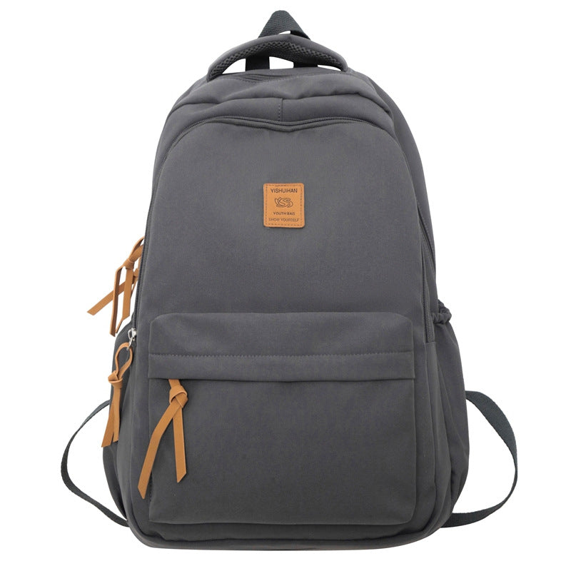 Mochila Para Pareja Color Sólido Gran Capacidad Moda Viaje Escolar