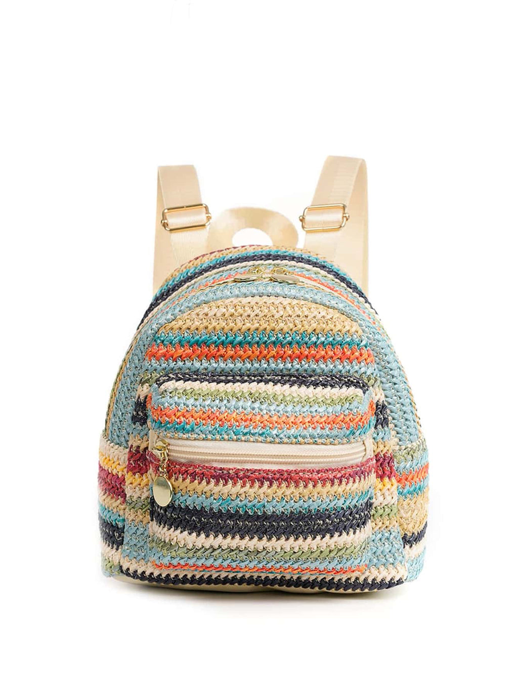 Mochila Mujer Estilo Étnico Doble Cremallera Casual