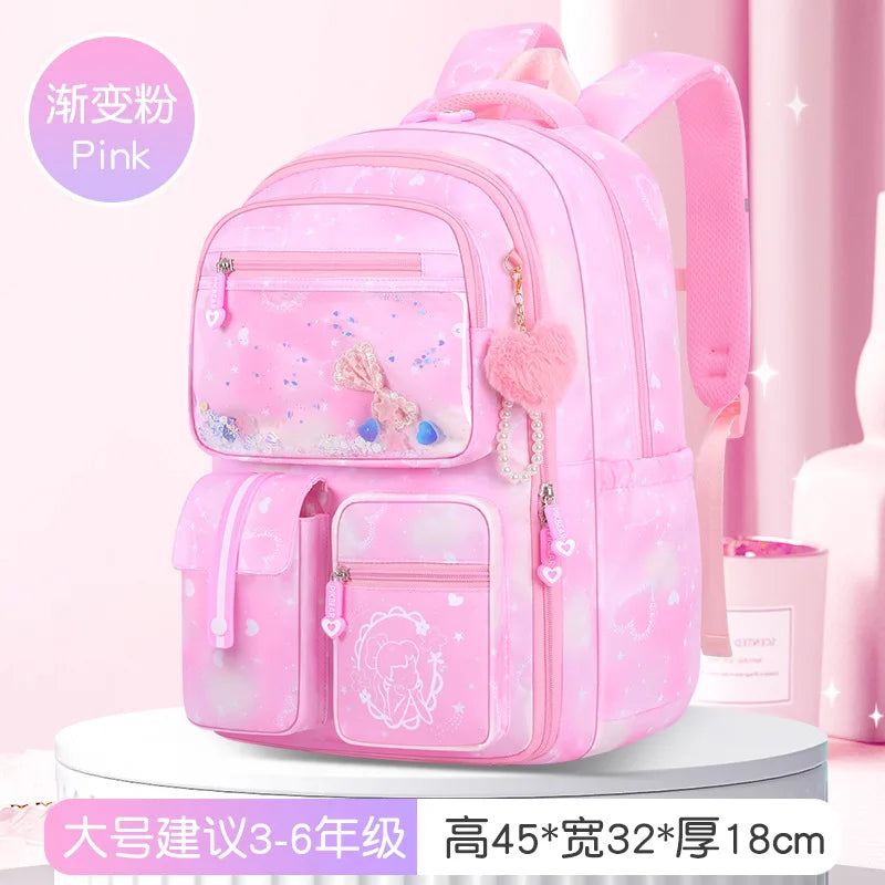 Mochila Escolar Para Niñas con Múltiples Bolsillos