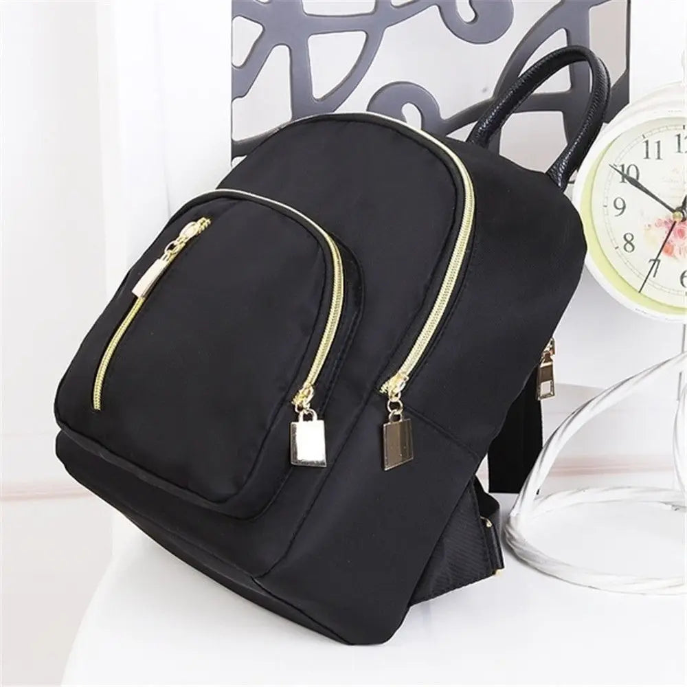 Mini Mochila Nylon Mujer Moda Multifuncional Negro
