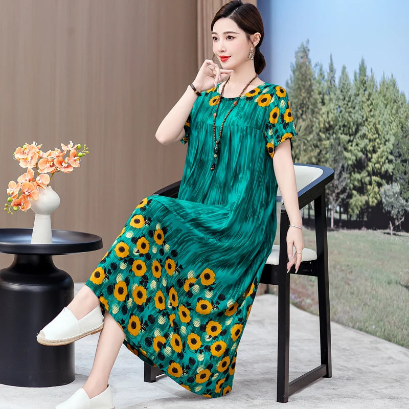Casual Loose Cotton Short Sleeve Dress