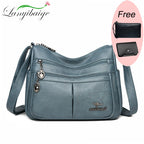 Sac en Cuir Souple Luxe Multipoches Bandoulière Haute Qualité