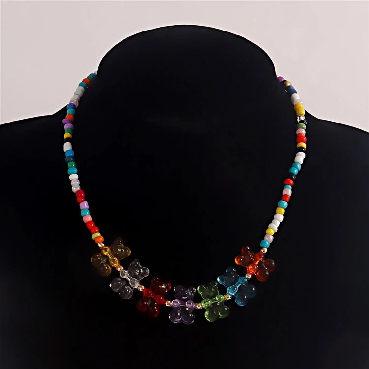 Conjunto de Collar y Pulsera Colgante Oso Bohemio