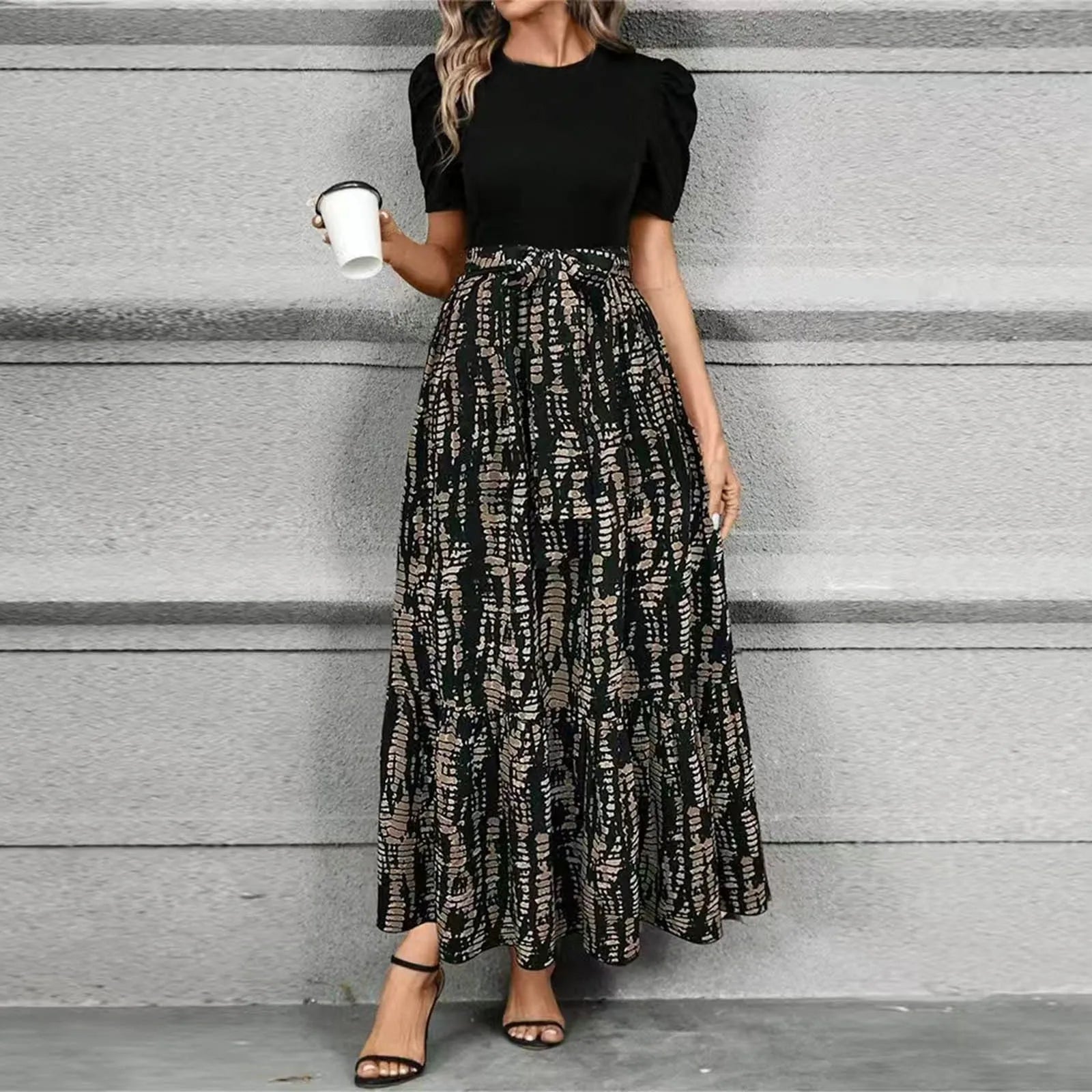 Elegant Lace Fitted Waist Office Dress