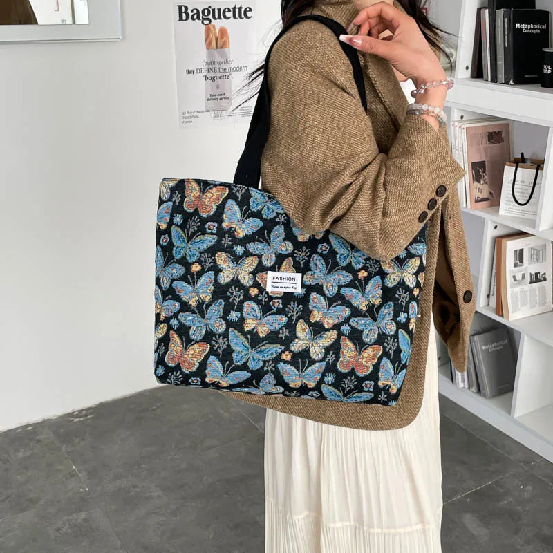 Bolso Tote Mujer Pana Estilo Hombro Universidad