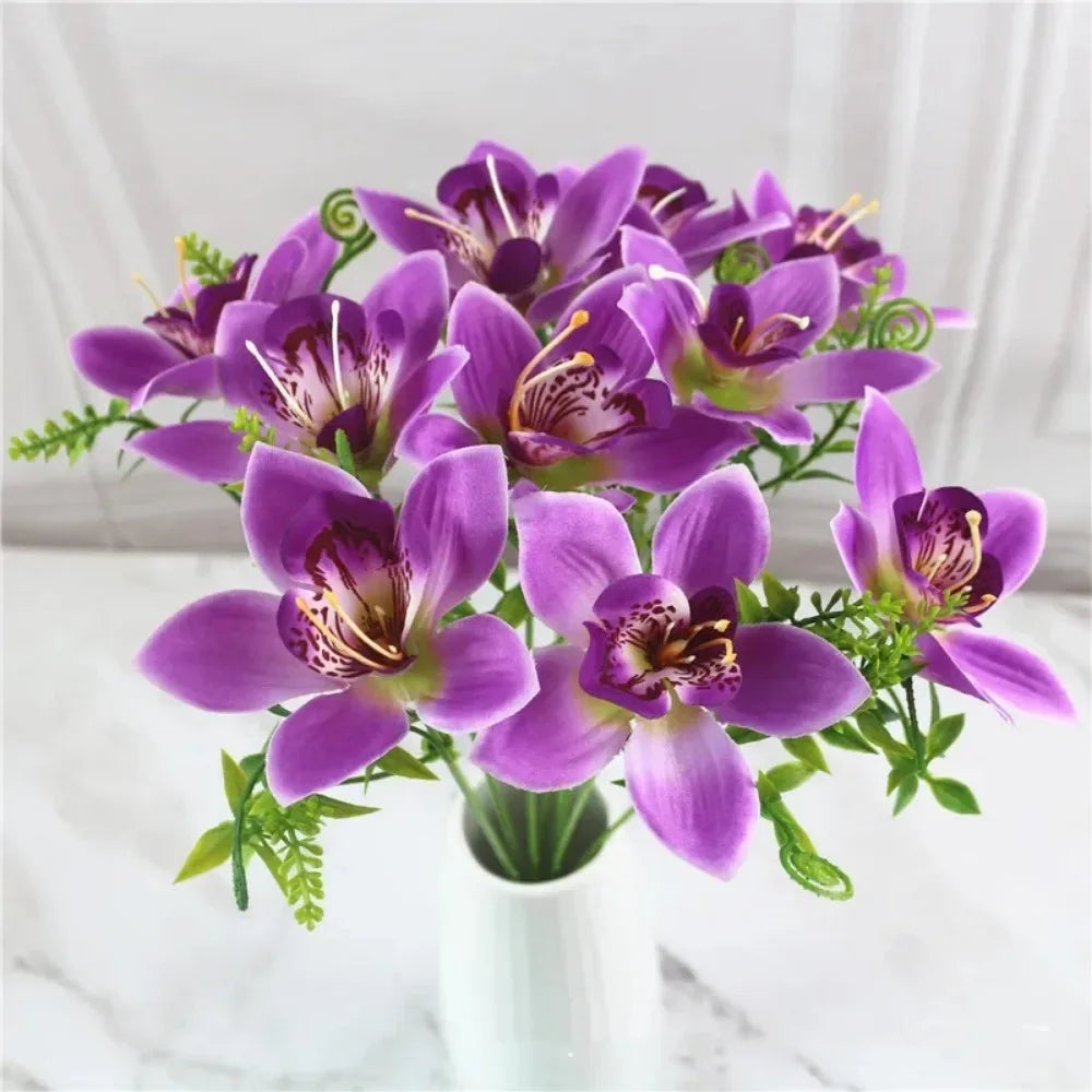 Ramo de Orquídeas Artificiales de Seda x8 Bodas /Hogar