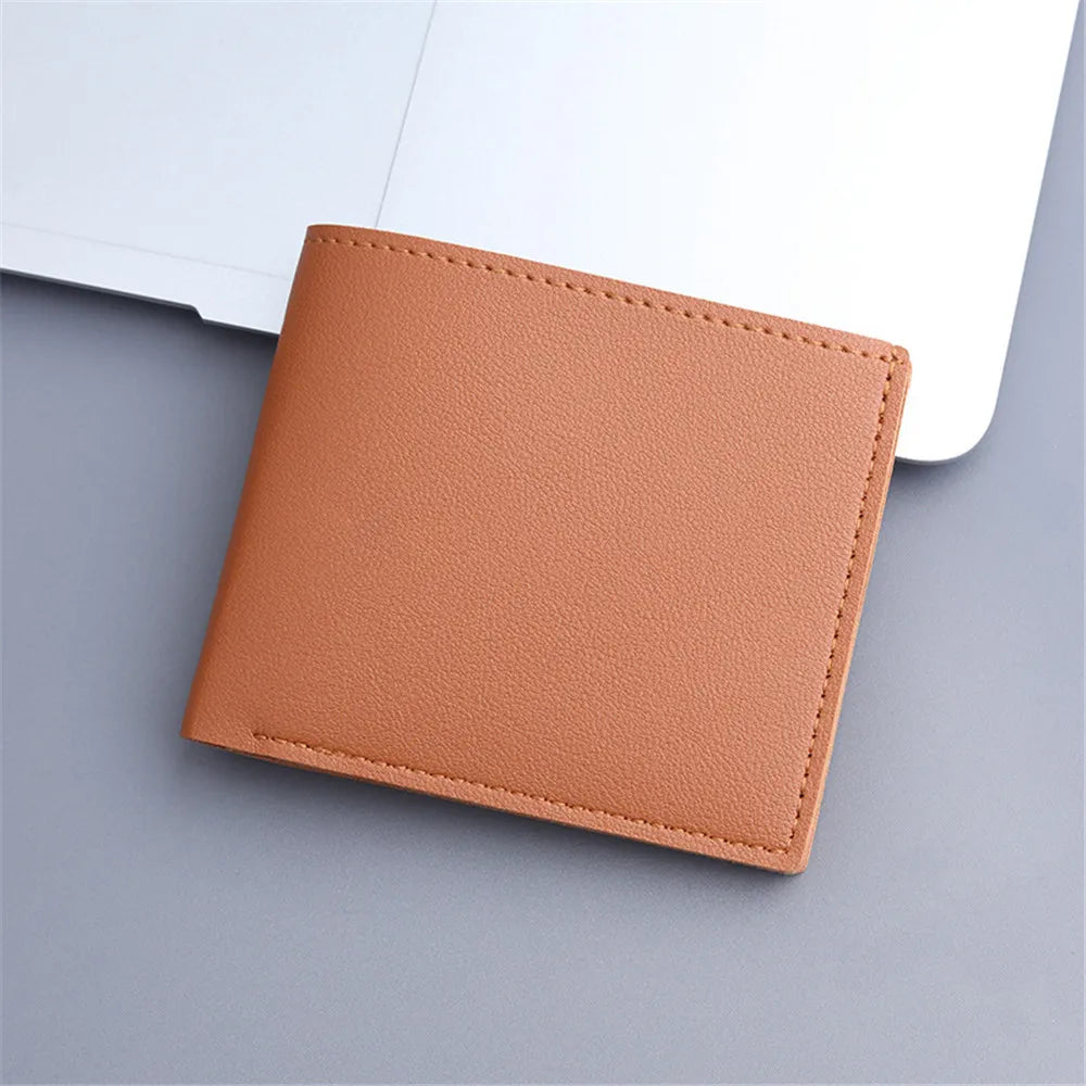 Billetera Delgada de Cuero PU Para Hombre Gran Capacidad