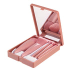 Lot de 5 Pinceaux de Maquillage de Voyage avec Trousse et Miroir