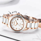 Montre-bracelet en or rose étanche pour femme