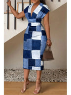 Robes Femme Col en V Ajustées Imprimées
