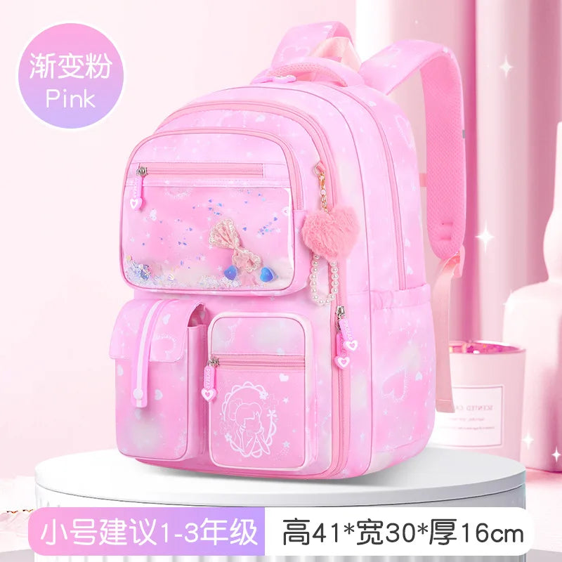 Mochila Escolar Para Niñas con Múltiples Bolsillos