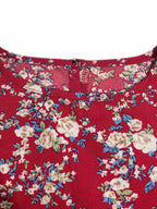 Robe florale bohème à manches bouffantes et col rond