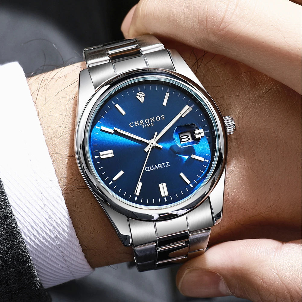 Reloj Hombre CHRONOS Lujo Cuarzo Acero Inoxidable Luminoso Resistente al Agua