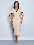 Robe longue slim décontractée élégante pour femme