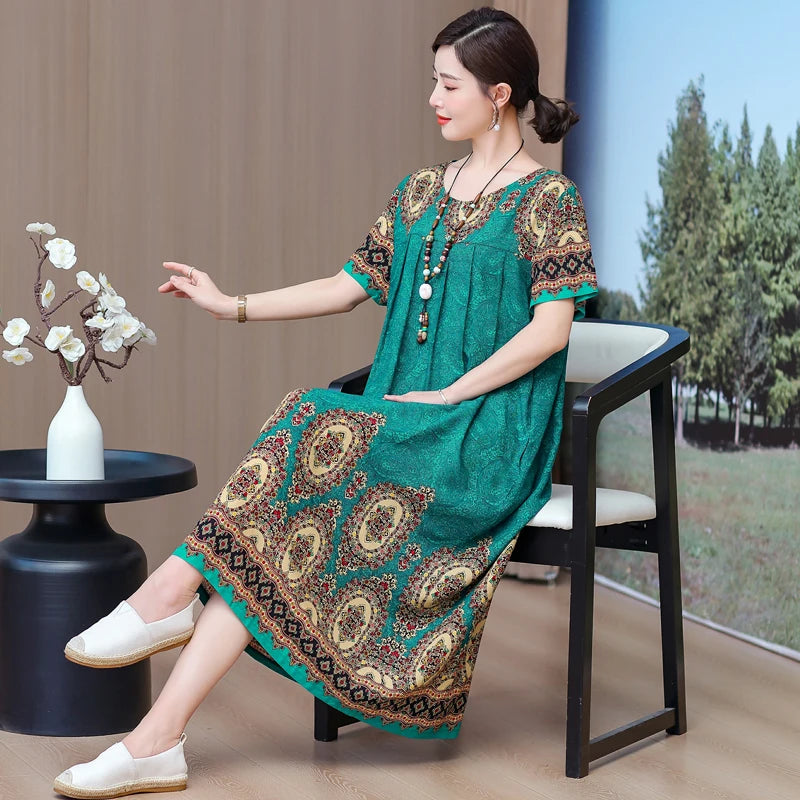 Casual Loose Cotton Short Sleeve Dress