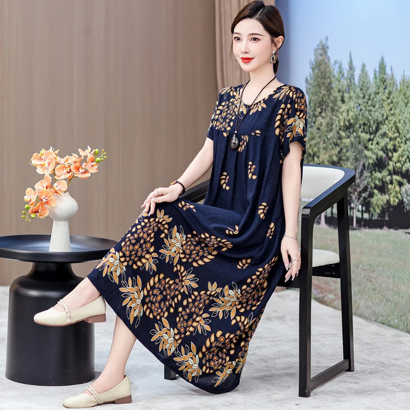 Casual Loose Cotton Short Sleeve Dress