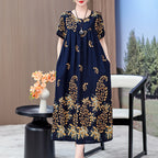 Robe décontractée en coton ample à manches courtes