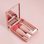 Lot de 5 Pinceaux de Maquillage de Voyage avec Trousse et Miroir