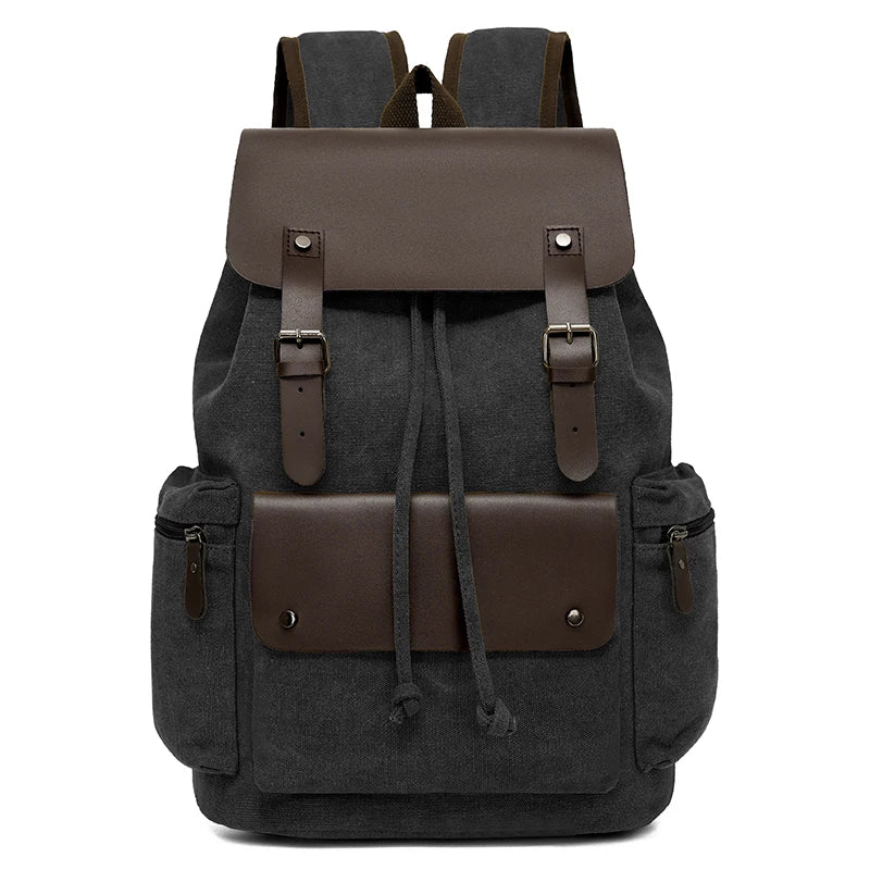 Mochila Canvas Hombre Laptop Retro Cordón Tapa Abatible