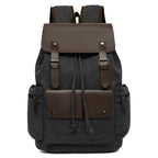 Sac à dos en toile pour homme, style rétro, cordon de serrage, rabat