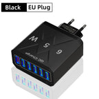Cargador USB de 6 Puertos de Carga Rápida QC3.0 Para IPhone, Samsung, Xiaomi y Otros Dispositivos
