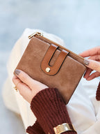 Portefeuille court en cuir PU pour femme grande capacité avec porte-cartes