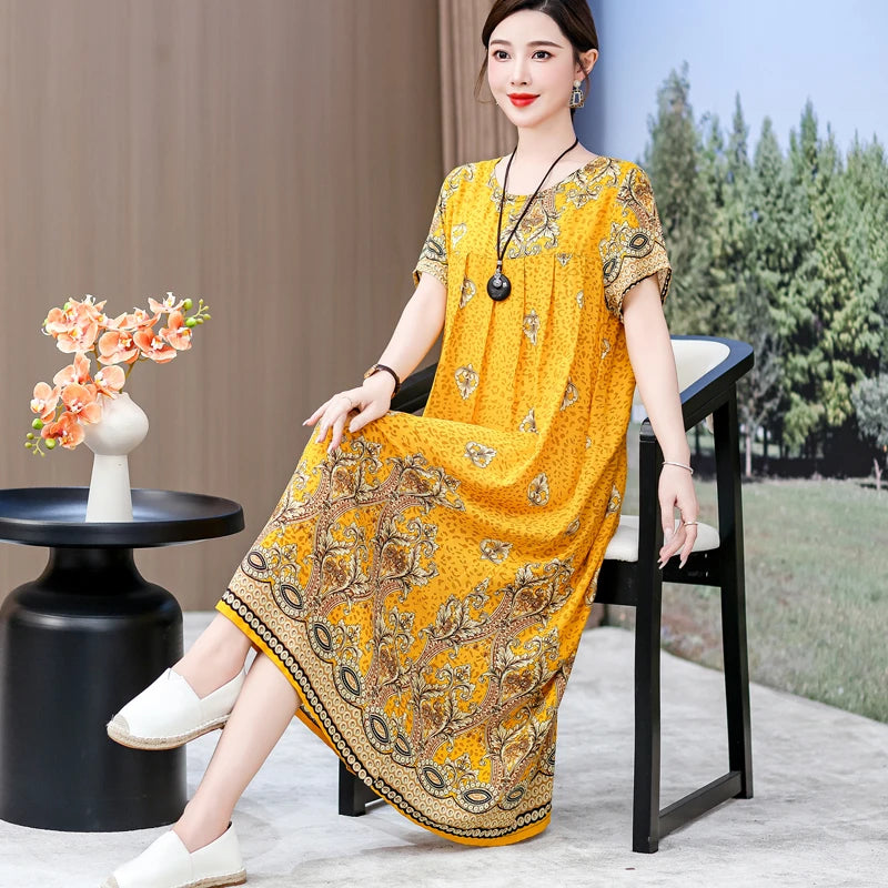 Casual Loose Cotton Short Sleeve Dress