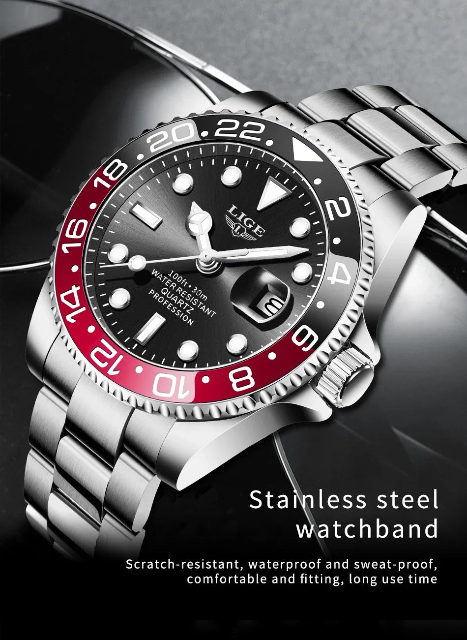 Montre LIGE LG10051 Acier Inoxydable Lumineuse et Résistante à l'Eau