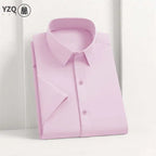 Camisa Hombre Manga Corta Color Sólido Anti arrugas