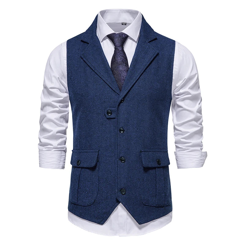 Chaleco de Traje Hombre Tela Espiga Formal