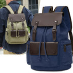 Sac à dos en toile pour homme, style rétro, cordon de serrage, rabat
