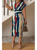 Robes Femme Col en V Ajustées Imprimées