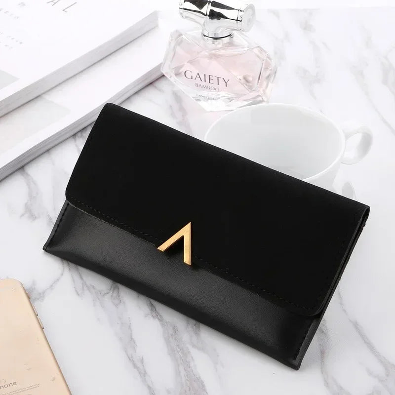 Cartera de Cuero PU Para Mujer con Broche y Monedero