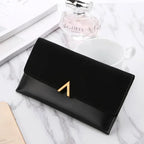Portefeuille en cuir PU pour femme avec bouton-pression et porte-monnaie
